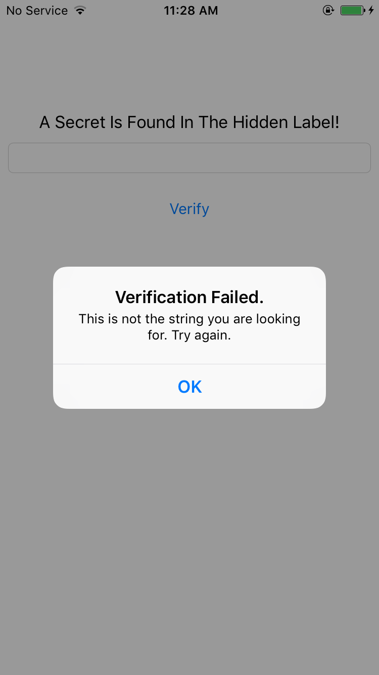 Verification Failed Message